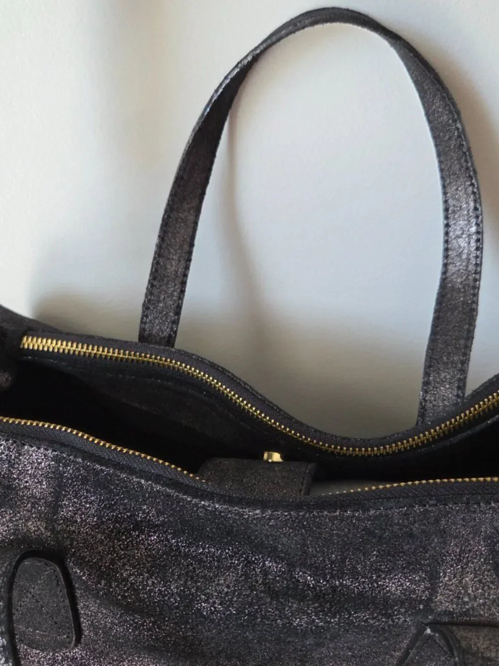 EUC ERIN CONDREN GENUINE LEATHER TOTE SHIMMER BAG LARGE
